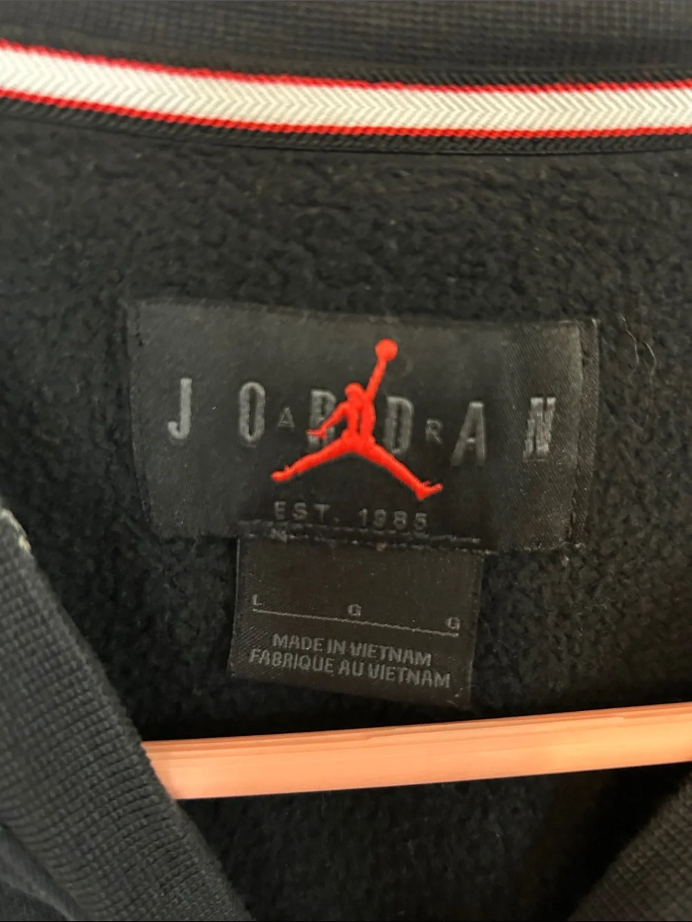 Jordan Black Crewneck Sweatshirt with Red Plaid Logo